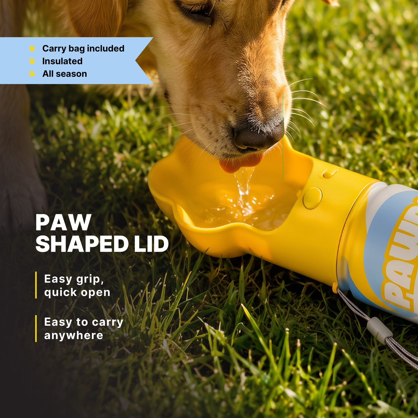 Insulated Dog Water Bottle - Yellow #Yellow