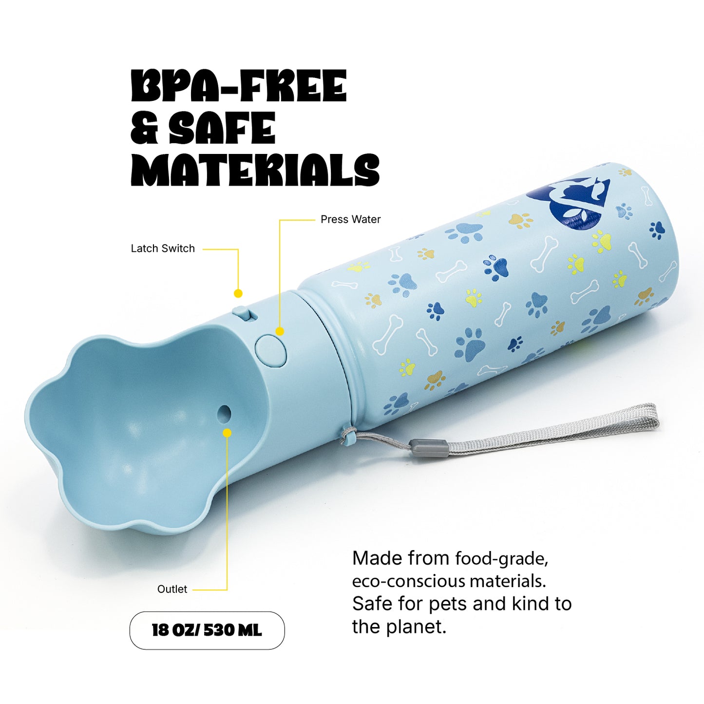 PAWRA – 18oz Premium Double Wall Stainless Steel Dog Water Bottle | Leak-Proof, Zero Waste, All-Season