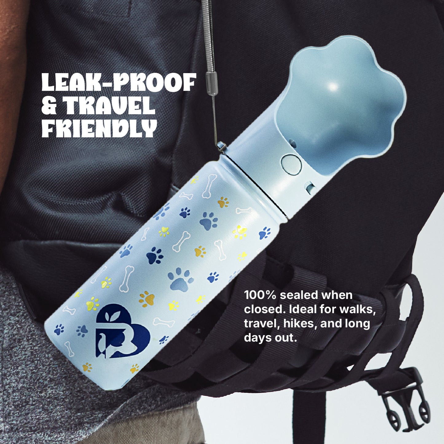 PAWRA – 18oz Premium Double Wall Stainless Steel Dog Water Bottle | Leak-Proof, Zero Waste, All-Season