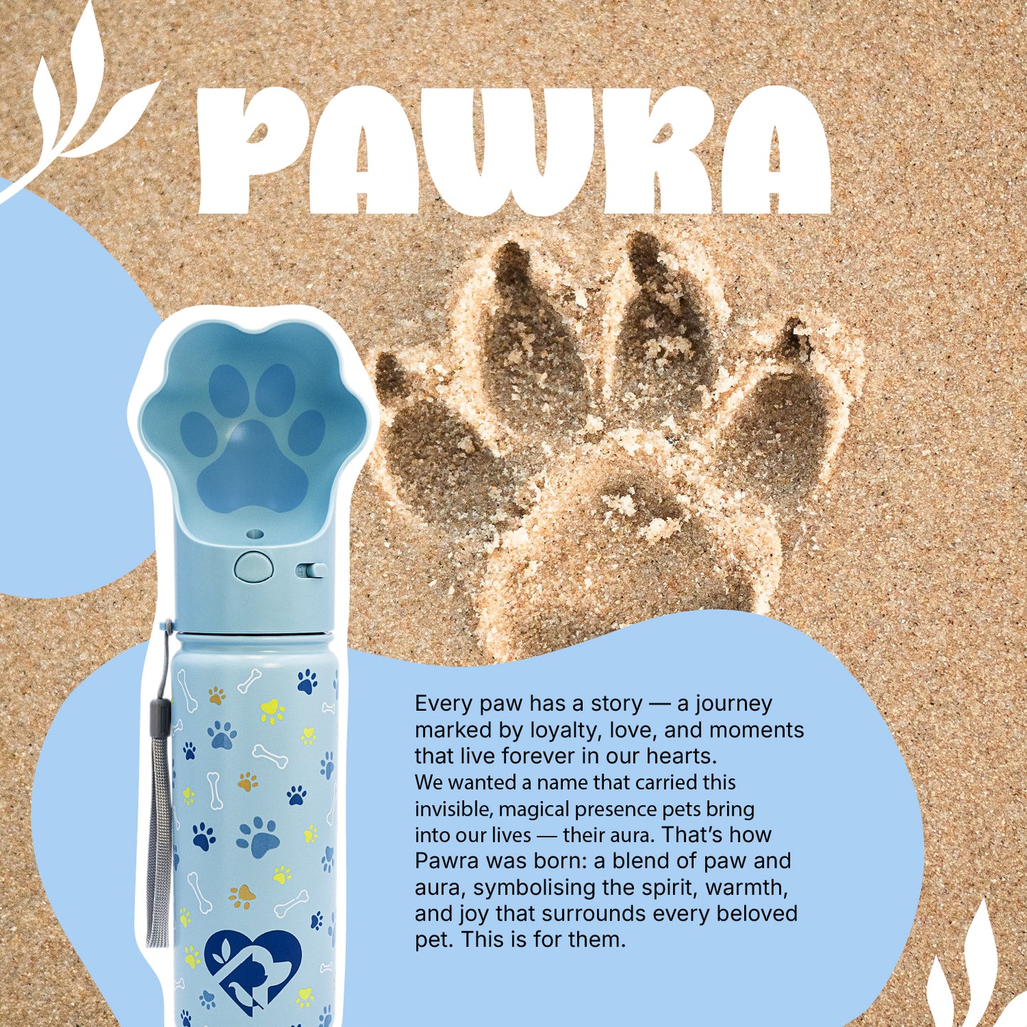 PAWRA – 18oz Premium Double Wall Stainless Steel Dog Water Bottle | Leak-Proof, Zero Waste, All-Season