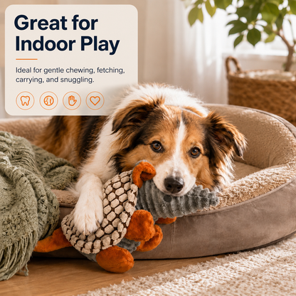 Sir Snout-a-Lot the Anteater Plush Dog Toy – Soft Squeaky Corduroy Dog Toy with Textured Shell & PP Cotton Filling – Cute Plush Toy for Gentle Chewing, Fetch, Carrying & Indoor Play