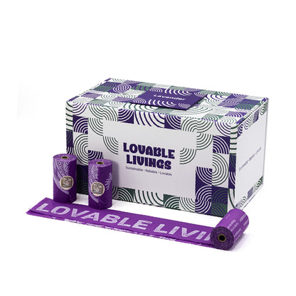LOVABLE LIVINGS Compostable Poop Bags - Purple - Lavender scented