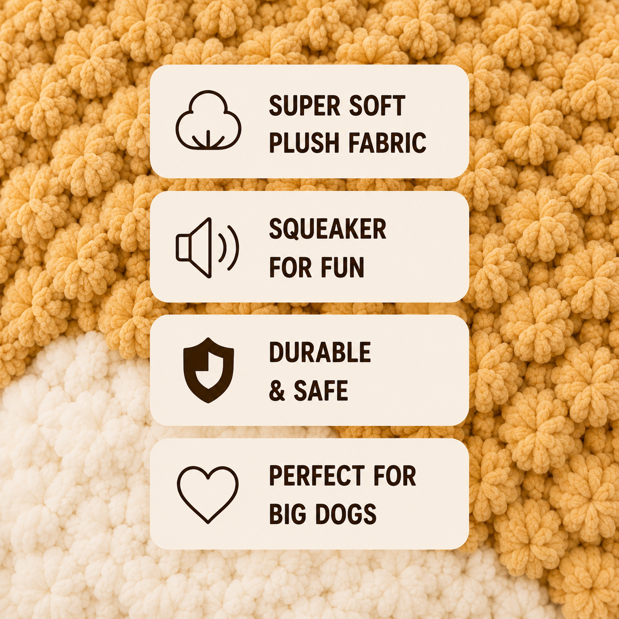 LOVABLE LIVINGS Squeaky Plush Dog Toy for Medium & Large Dogs – Soft Textured Cuddly Dog Toy with Built-In Squeaker – Durable Interactive Play & Comfort Toy