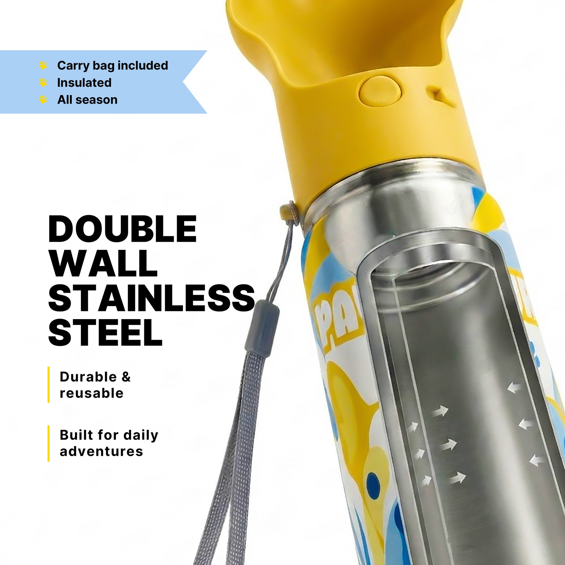 Insulated Dog Water Bottle - Yellow #Yellow