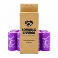 Lovable Livings Sample Pack Lavender scented Compostable Dog Poop Bags – 56 Bags, Cornstarch-Based, 18 Micron Thick, Leak-Proof, Eco-Friendly Pet Waste Bags- Test It Before Full Pack Purchase