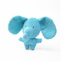 Blue plush elephant toy on a white background