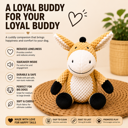 LOVABLE LIVINGS Squeaky Plush Dog Toy for Medium & Large Dogs – Soft Textured Cuddly Dog Toy with Built-In Squeaker – Durable Interactive Play & Comfort Toy