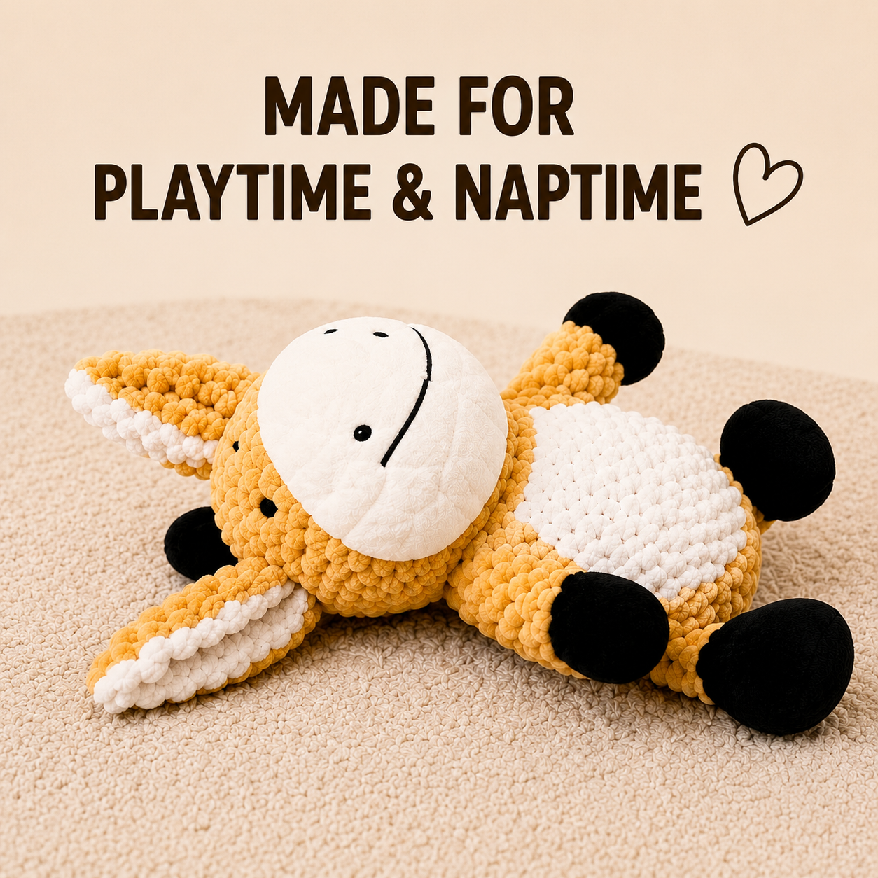 LOVABLE LIVINGS Squeaky Plush Dog Toy for Medium & Large Dogs – Soft Textured Cuddly Dog Toy with Built-In Squeaker – Durable Interactive Play & Comfort Toy