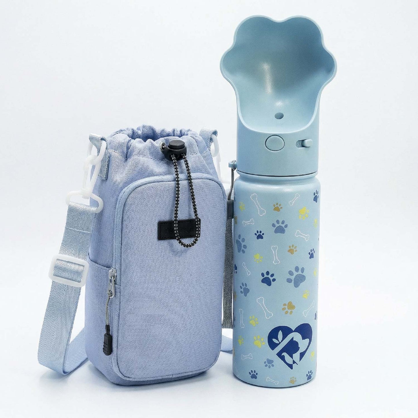 PAWRA – 18oz/530ml Premium Double Wall/Insulated Stainless Steel Dog Water Bottle With Carry Bag| Leak-Proof, Zero Waste, All-Season