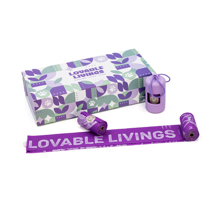 LOVABLE LIVINGS Compostable Poop Bags - Purple - Lavender scented