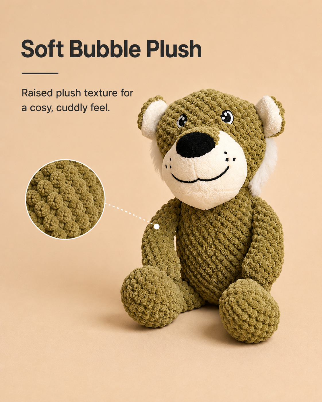 Leo the Lounge Lion Plush Dog Toy – Soft Squeaky Lion Toy for Dogs with Bubble Plush Texture & PP Cotton Filling – Cute Cuddly Dog Toy for Gentle Chewing, Carrying, Fetching & Indoor Play