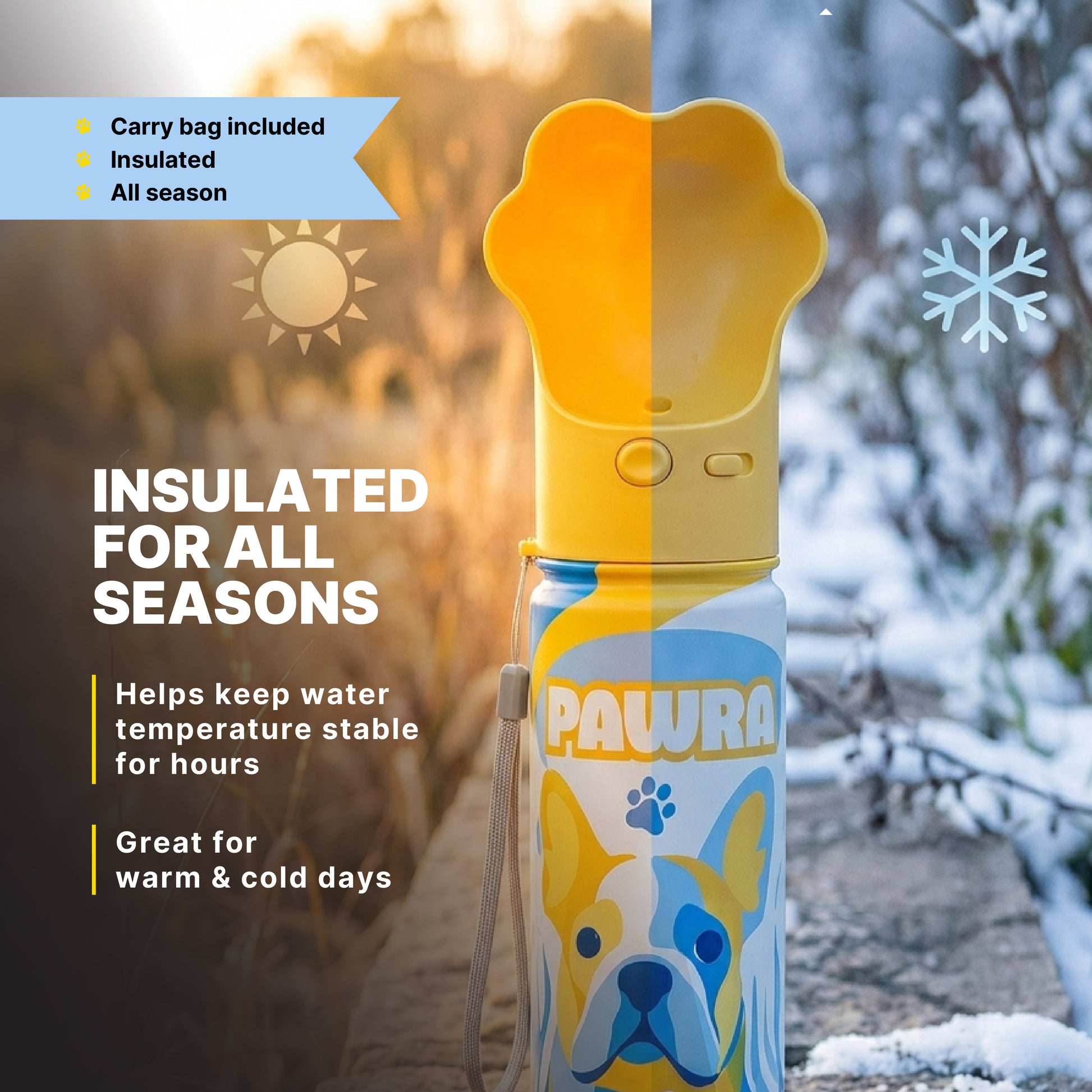 Insulated Dog Water Bottle - Yellow #Yellow