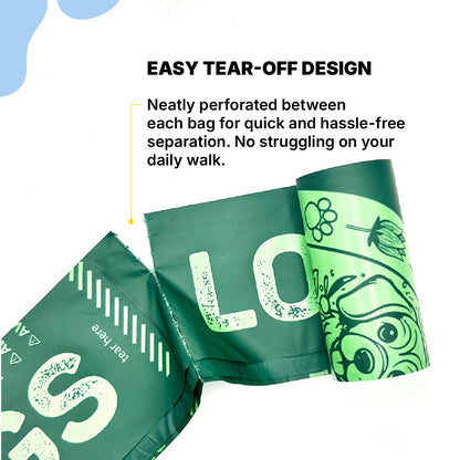 LOVABLE LIVINGS Compostable Poop Bags - Green - unscented