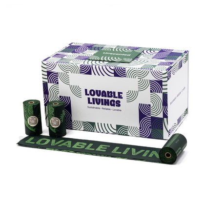 LOVABLE LIVINGS Compostable Poop Bags - Green - unscented