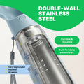 PAWRA – 18oz/530ml Premium Double Wall/Insulated Stainless Steel Dog Water Bottle With Carry Bag| Leak-Proof, Zero Waste, All-Season