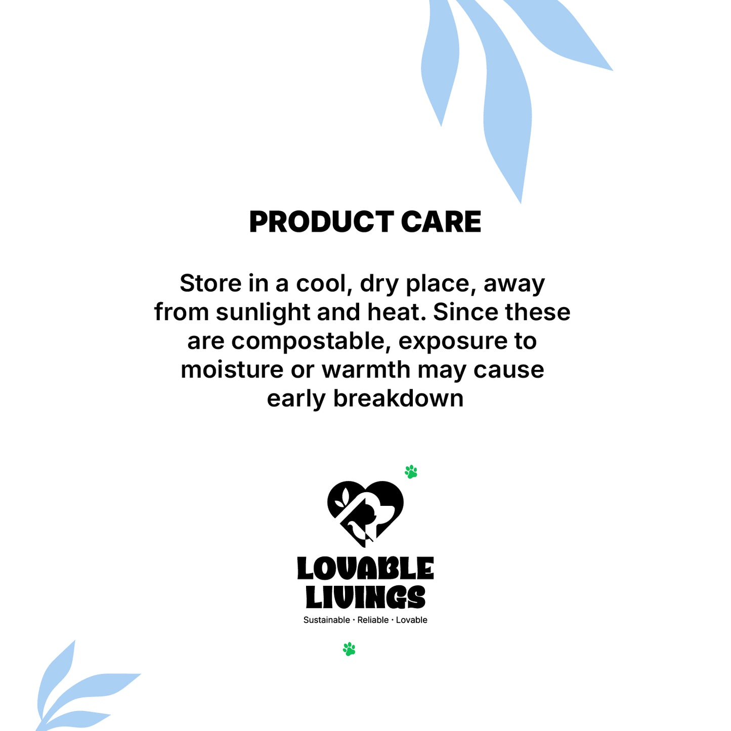 LOVABLE LIVINGS Compostable Poop Bags - Green - unscented