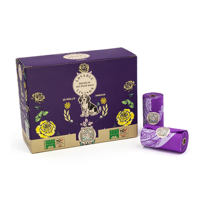 LOVABLE LIVINGS Compostable Poop Bags - Purple - Lavender scented