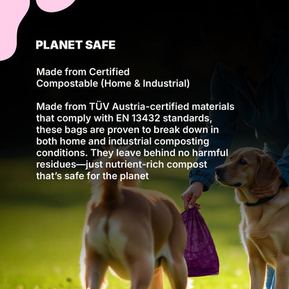 LOVABLE LIVINGS Compostable Poop Bags - Purple - Lavender scented