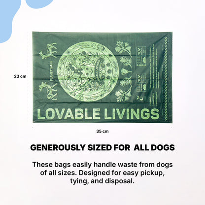 LOVABLE LIVINGS Compostable Poop Bags - Green - unscented
