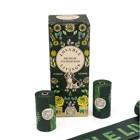 LOVABLE LIVINGS Compostable Poop Bags - Green - unscented