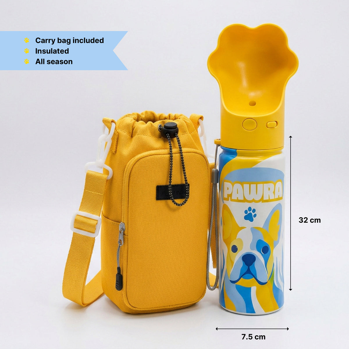 Insulated Dog Water Bottle - Yellow #Yellow