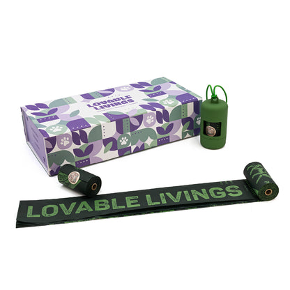 LOVABLE LIVINGS Compostable Poop Bags - Green - unscented