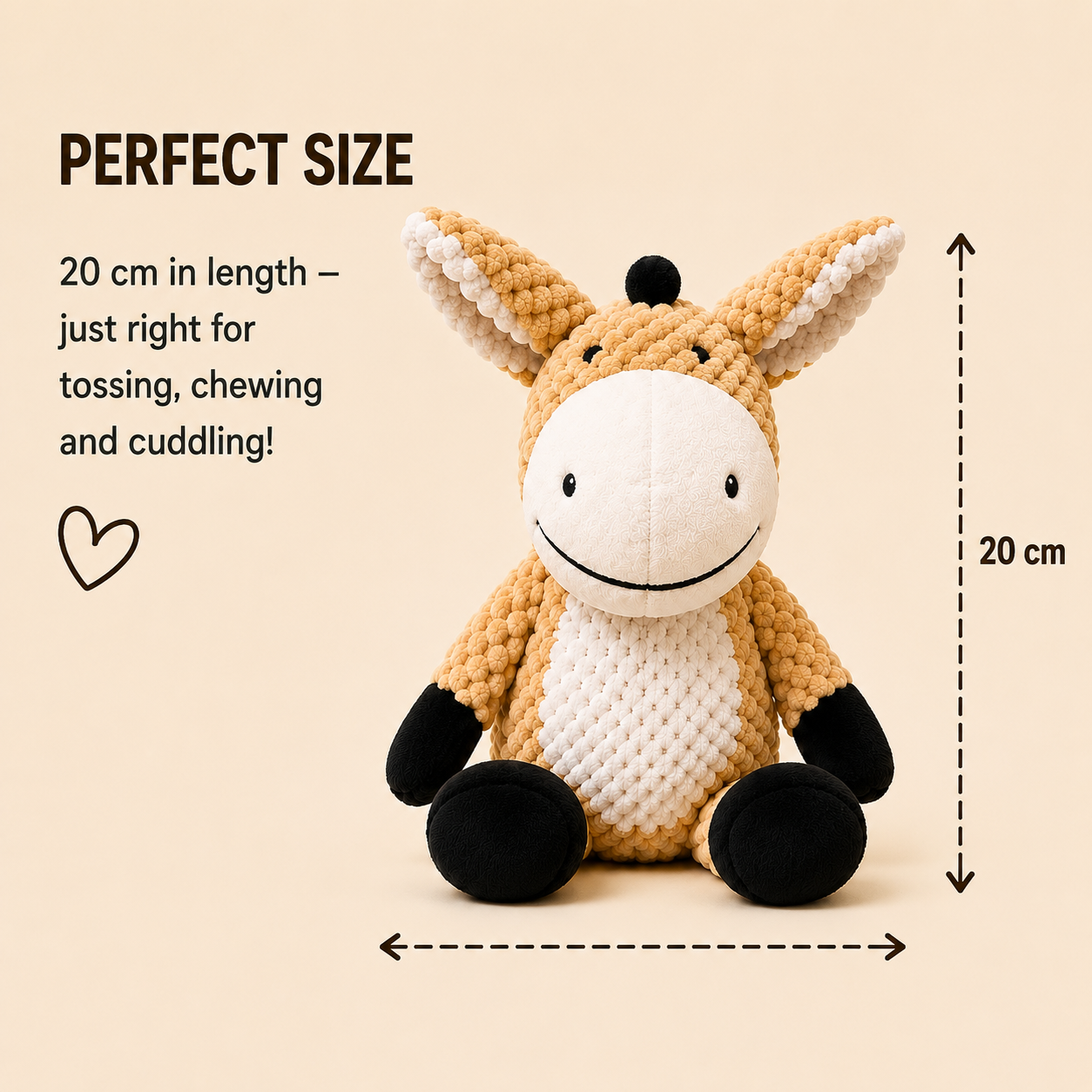 LOVABLE LIVINGS Squeaky Plush Dog Toy for Medium & Large Dogs – Soft Textured Cuddly Dog Toy with Built-In Squeaker – Durable Interactive Play & Comfort Toy