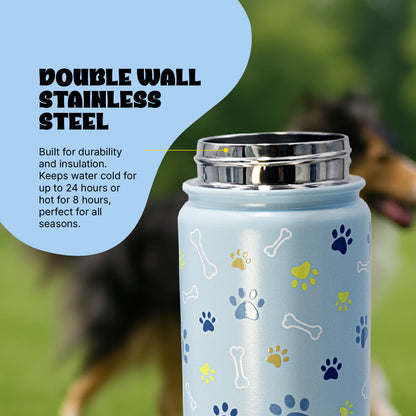 PAWRA – 18oz Premium Double Wall Stainless Steel Dog Water Bottle | Leak-Proof, Zero Waste, All-Season