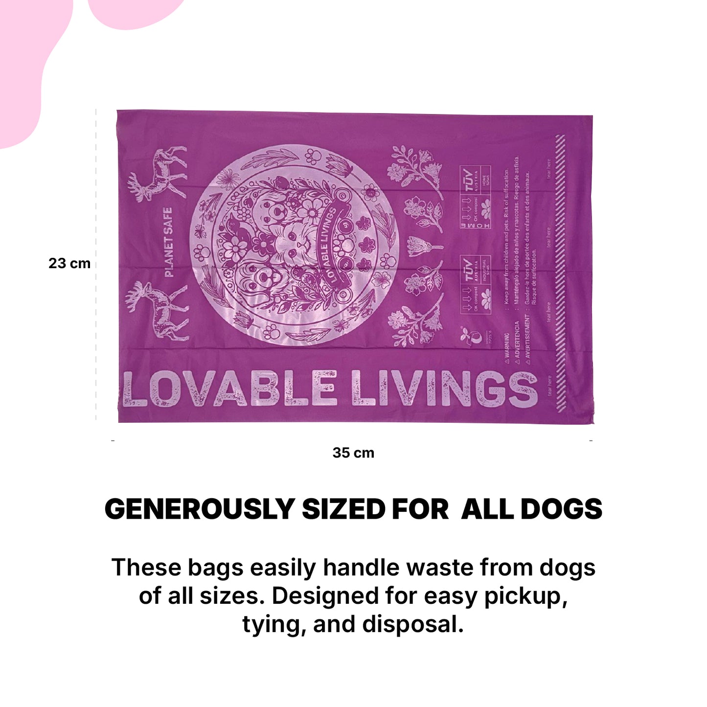 LOVABLE LIVINGS Compostable Poop Bags - Purple - Lavender scented