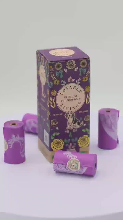 LOVABLE LIVINGS Compostable Poop Bags - Purple - Lavender scented